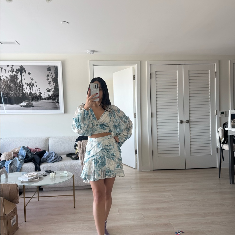 ASOS Blue and White Patterned Top & Skirt